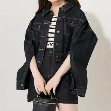 Chico 소매 슬릿 데님 자켓
