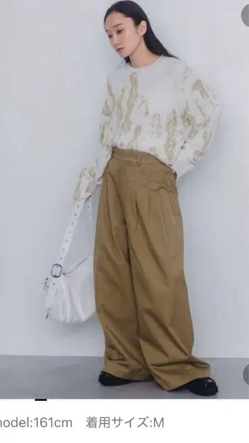 스카프 포함 치노 와이드 팬츠
