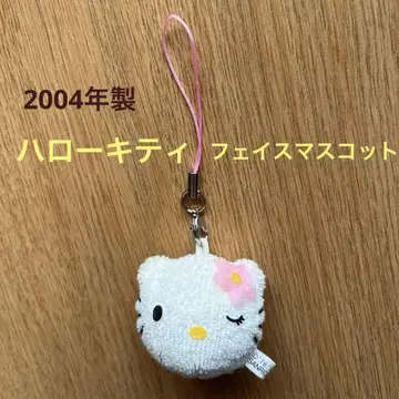 2004년산 헬로키티 페이스 마스코트 스트랩 헤이세이 레트로 레어