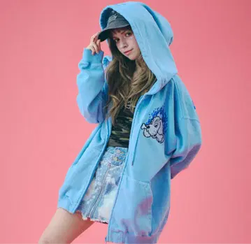 갈피 GALFY 갈크에 후드티 지퍼 후드티 블루