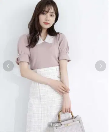 프로포션 바디 드레싱 퍼프 슬리브 클래시컬 칼라 니트