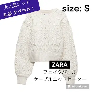 ZARA 자라 모조 진주 케이블 니트 스웨터 니트 상의