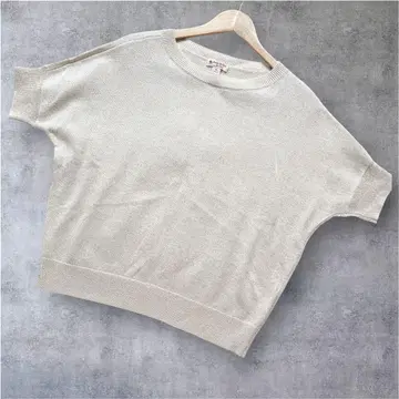 Brooks Brothers 반팔 썸머 니트 아이보리 x 골드 라메 XS