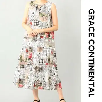 GRACE CONTINENTAL 타일 패턴 프린트 원피스