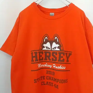 GILDAN HERSEY 애니멀 허스키 T셔츠 오렌지 L 해외 구제 의류