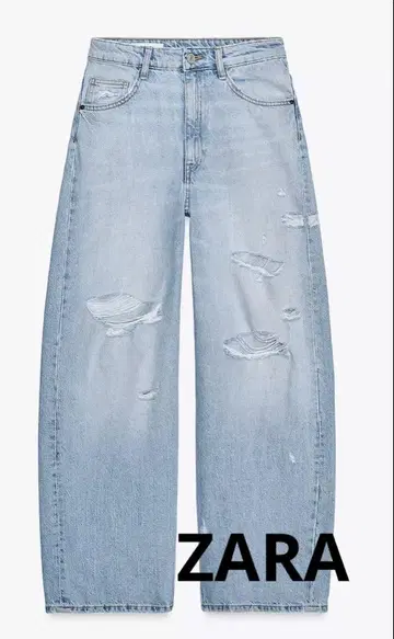 ZARA 오버 사이즈 데미지 하이웨스트 청바지