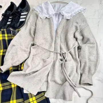 슬로브 이에나 롱 가디건 알파카 루즈핏 베이지 계열 가운