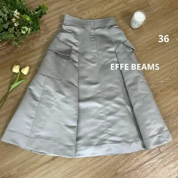 EFFE BEAMS 에페 빔즈 새틴 사이드 포켓 플레어 스커트 36
