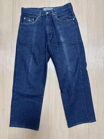다크 블루 데님 와이드 레그 US32