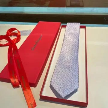 Salvatore Ferragamo 페라가모 넥타이 남성용 화이트
