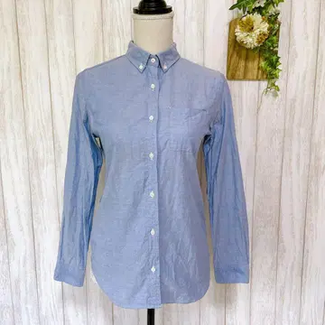 Spick&Span 버튼 다운 코튼 셔츠 긴팔 일본제 블루 M