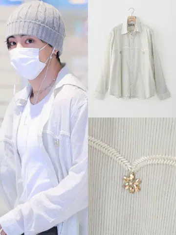 BTS V 테테 착용 Kartik Research 더블 레이어드 셔츠