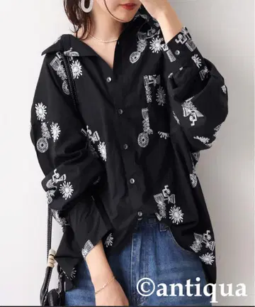 안티카 인도 면 자수 셔츠 새상품