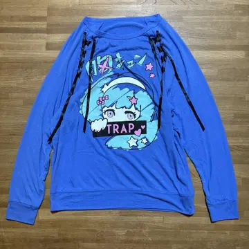 리슨 플레이버 큥큥 지뢰계 롱T 로고 블루 L