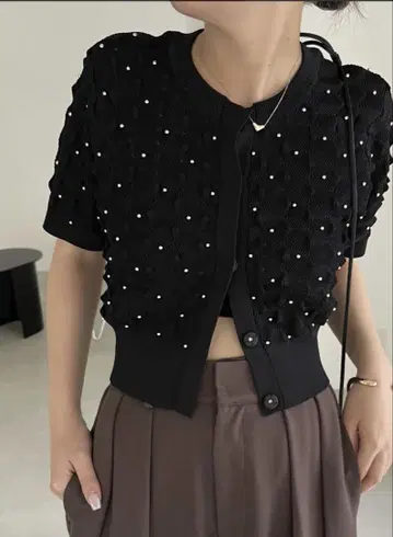 CAPRICIEUX LE'MAGE 츠브도트 반팔 가디건