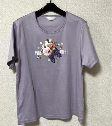 핑크하우스 리본 부케 프린트 티셔츠