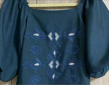 아메리빈티지 다크 그린 자수 퍼프 슬리브 셋업 S