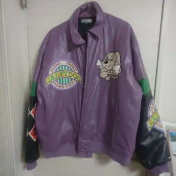 지금만 한정판 가격 인하 GALLEY DOG 퍼플 가죽 바시티 자켓 중형