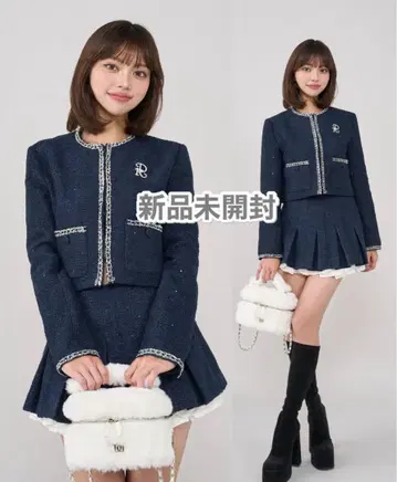 Darich 다리치 스팽글 트위드 자켓 네이비 로고 새상품
