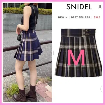신상 새상품 SNIDEL 플리츠 스카쇼 팬츠 NVY M 사이즈