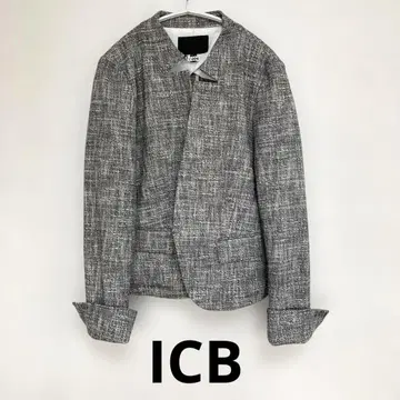 icb 여성용 트위드 버튼리스 노카라 자켓 사이즈 US6