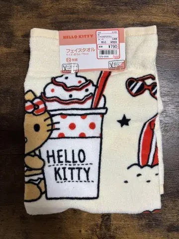 아베일 산리오 일광화상 키티 페이스 타월 2개 세트