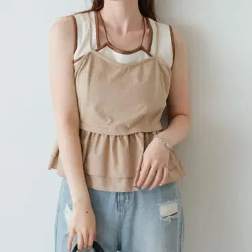 kastane 배색 파이핑 아메슬리 탱크