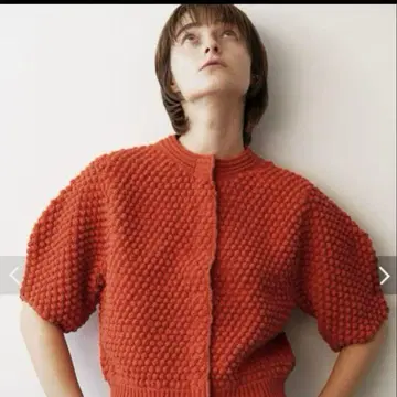 CLANE 3D DOT HALF SLEEVE KNIT CARDIGAN