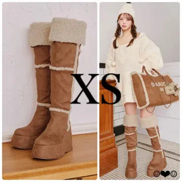 Darich 페이크 무스탕 니하이 부츠 카멜 XS