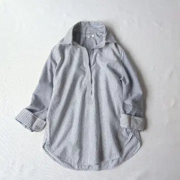 [ 23구 ] 스키퍼 셔츠 풀오버 스트라이프 히요쿠 버튼 38 일본제