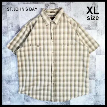 ST. JOHN'S BAY 90s 옴브레 체크 셔츠 반팔 구제 의류 XL