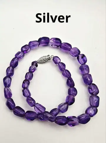 천연 자수정 목걸이 (실버 각인 포함)