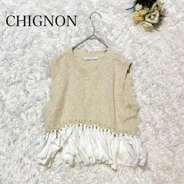 완판템 CHIGNON 시뇽 직물 도킹 니트 베스트 25SS