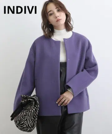 새상품급 현행 INDIVI 울 리버 숏코트 39,996엔 노카라