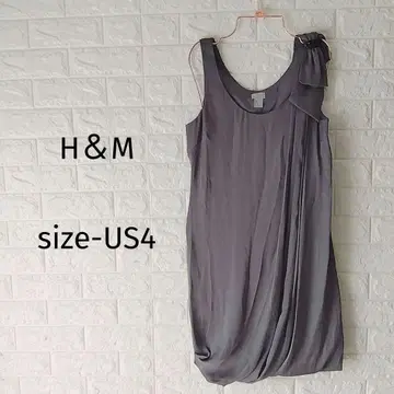에이치앤엠 H&M 그레이 슬리브리스 드레이프 원피스 S M