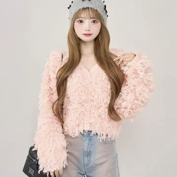 Darich 신상 루프 니트 가디건 / 핑크