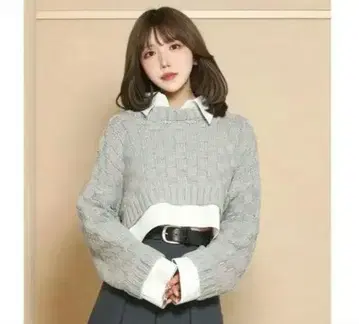 darich 레이어드 크롭 니트탑