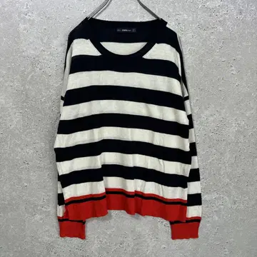 [ ZARA ] 자라 ( L ) 보더 스웨터*니트*크루넥*리브*얇은 소재