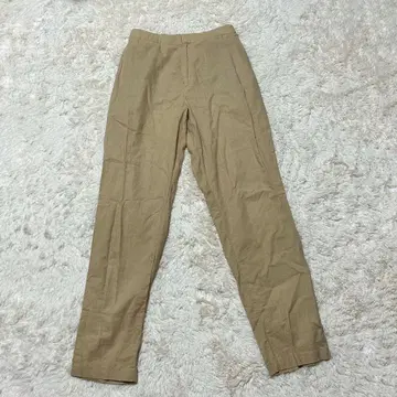 요건 레일 코튼 린넨 베이지 스트레이트 팬츠 허리밴딩