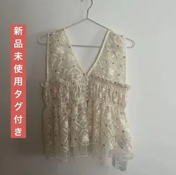 택 포함 미사용 새상품 cepo 튤 레이스 자수 뷔스티에