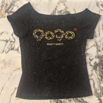 9090 girl OG Logo 오프 숄더 글리터 티