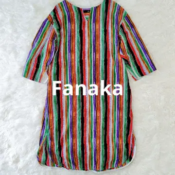 [ Fanaka ] 인도 면 에스닉 롱 원피스 스트라이프 루즈핏