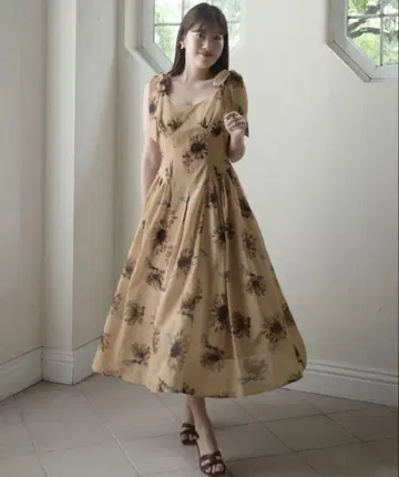 Her lip to Sunflower-Printed Midi Dress