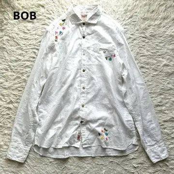 BOB 밥 자수 화이트 긴팔 셔츠 린넨 M 사이즈