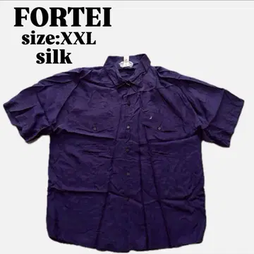 [ FORTEI ] 실크 셔츠 ( XXL ) 반팔 셔츠 퍼플 빈티지
