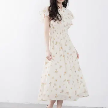 SAISON DE PAPILLON 허리 셔링 꽃무늬 원피스