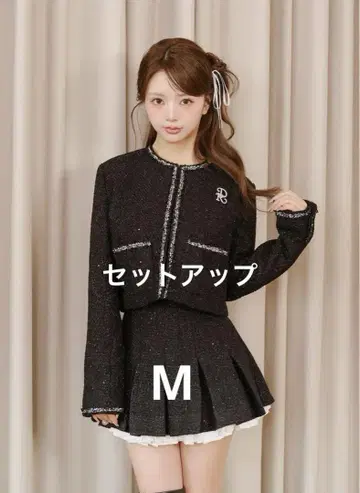 다리치 스팽글 트위드 자켓 스팽글 트위드 미니 스커트 M