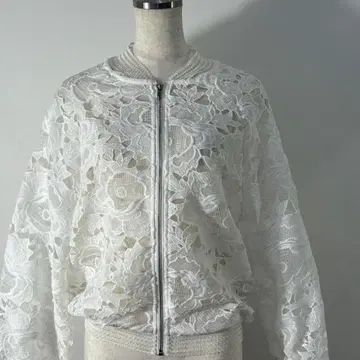성숙/러블리 화이트 레이스 블루종 집업 겉옷 M~L