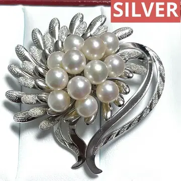 펄 장식 SILVER 실버 브로치