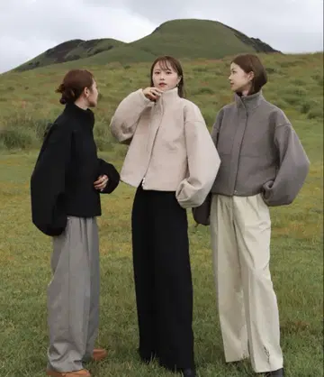 [ Reurie' ] 더블 지퍼 숏 울 코트